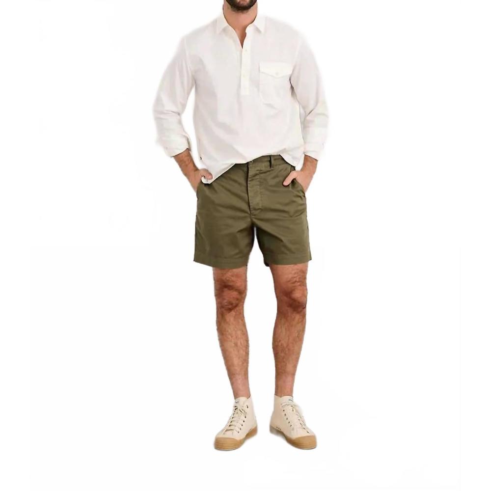 NEW ALEX MILL flat front chino shorts in olive
